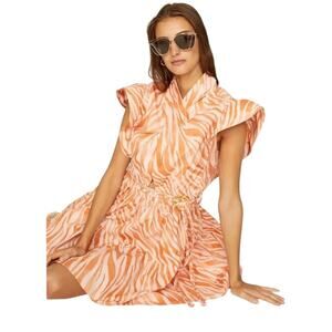 Derek Lam Collective Orange Zebra Cutout Mini Dress size 38 / US 2 MSRP $425